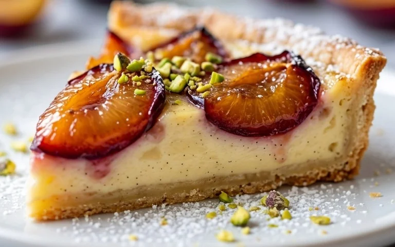 Plum Vanilla Custard Tart