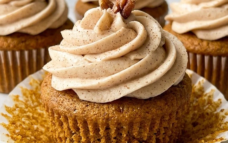 Pumpkin Cupcakes with Cinnamon Cream Cheese Frosting
